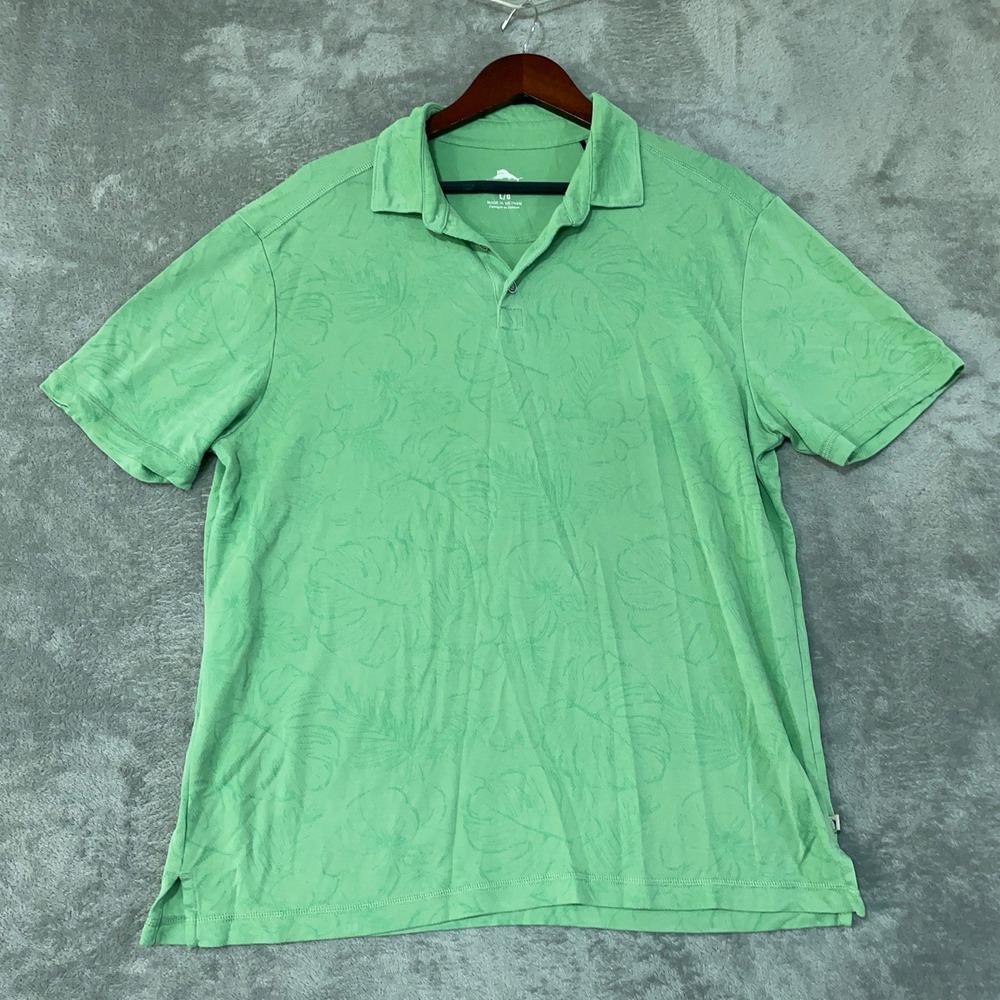 Tommy Bahama Men's L Green Polo Shirt Tencel Blend